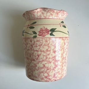 Pink and green floral vase